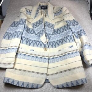 Braetan Blazer Women XL Blue Crm Southwestern Wool Blend Geometric Jacket Aztec